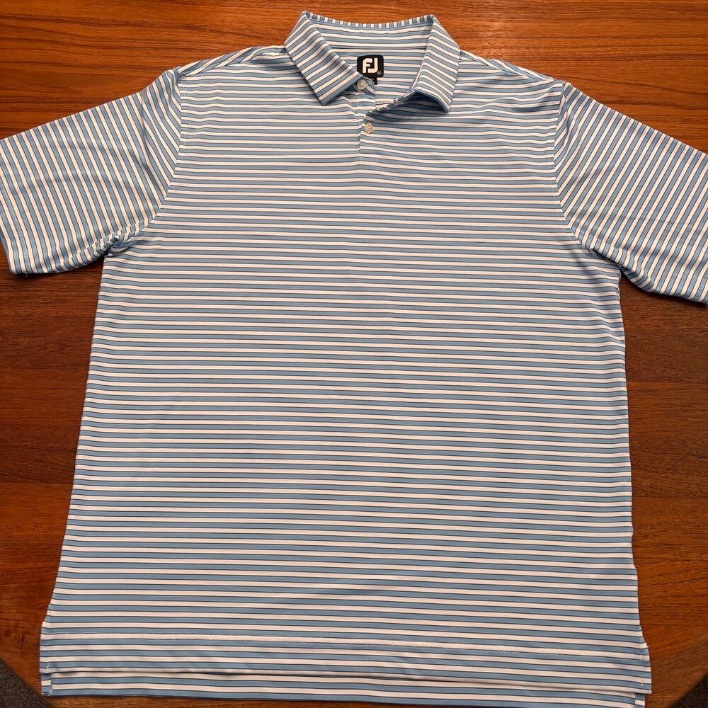 FootJoy Men's Blue White Stripe Short Sleeve Golf Polo Shirt size XL
